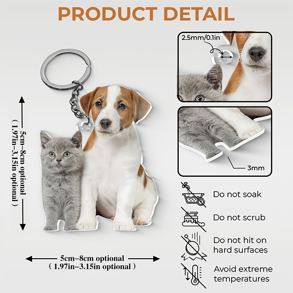 Industrial Laser Power - Personalized custom-cut colorful photo keychain, acrylic