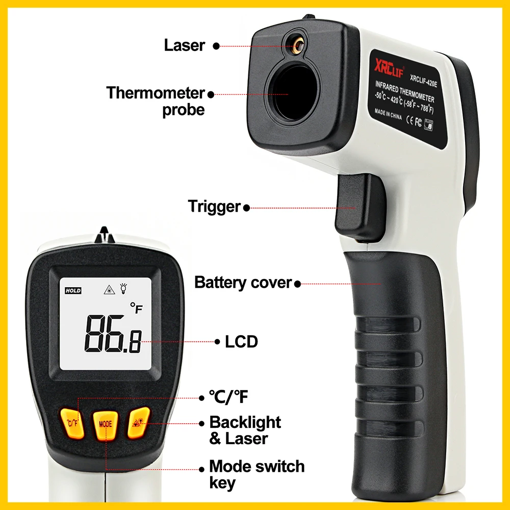 XRCLIF Infrared Thermometer No - огляд і ціна Industrial Laser Temperature