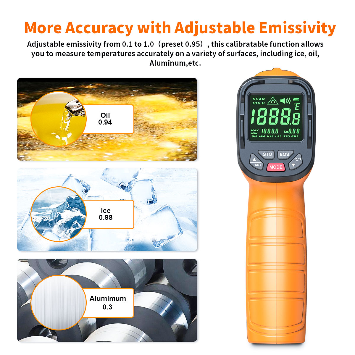 DT1000 DT1600 Infrared Thermom - огляд і ціна Industrial Laser Temperature